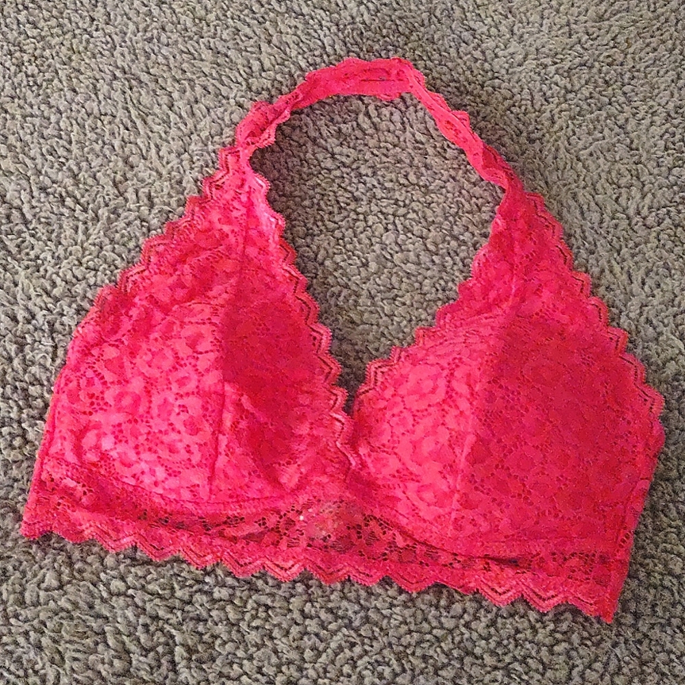 Auden fuchsia pink lace halter bralette